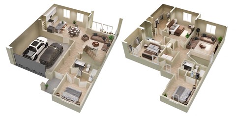 Floor plan for 4 beds, 3 baths, 2337 sqft